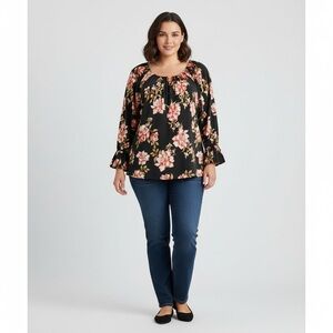 Susan Graver Black Floral Blouse